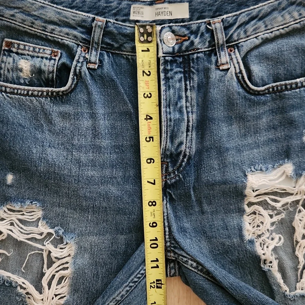 Topshop Moto Hayden High Rise Boyfriend Mom Jean Denim Blue Shorts Size W 28